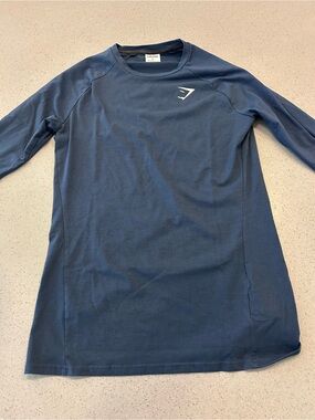 Gymshark Navy Compression Long Sleeve Performance Crew